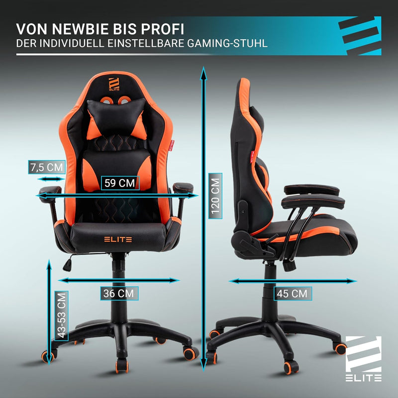 ELITE Gaming Stuhl Pulse für Kinder | Ergonomischer Bürostuhl - Schreibtischstuhl - Chefsessel - Ses