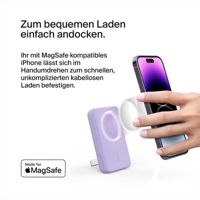Belkin magnetische 5000-mAh-Powerbank, externer Handy-Akku, kompatibel mit MagSafe, mit Passthrough-