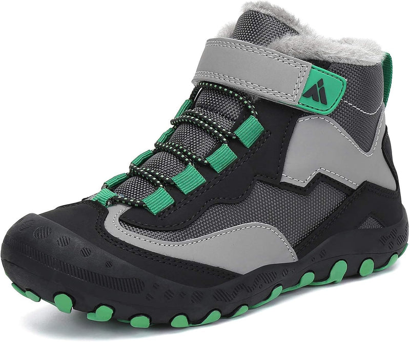 Mishansha Kinder Winterschuhe Gefüttert Winterstiefel für Jungen Mädchen Gr.24-38 24 EU Schwarz Grau