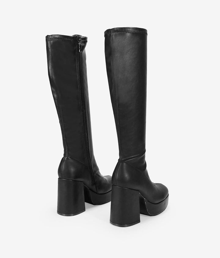 BOSANOVA 39,5 cm hohe Stiefel mit Plateau-Sohle mit breitem Absatz, Reissverschluss, Damenschuhe, Sc