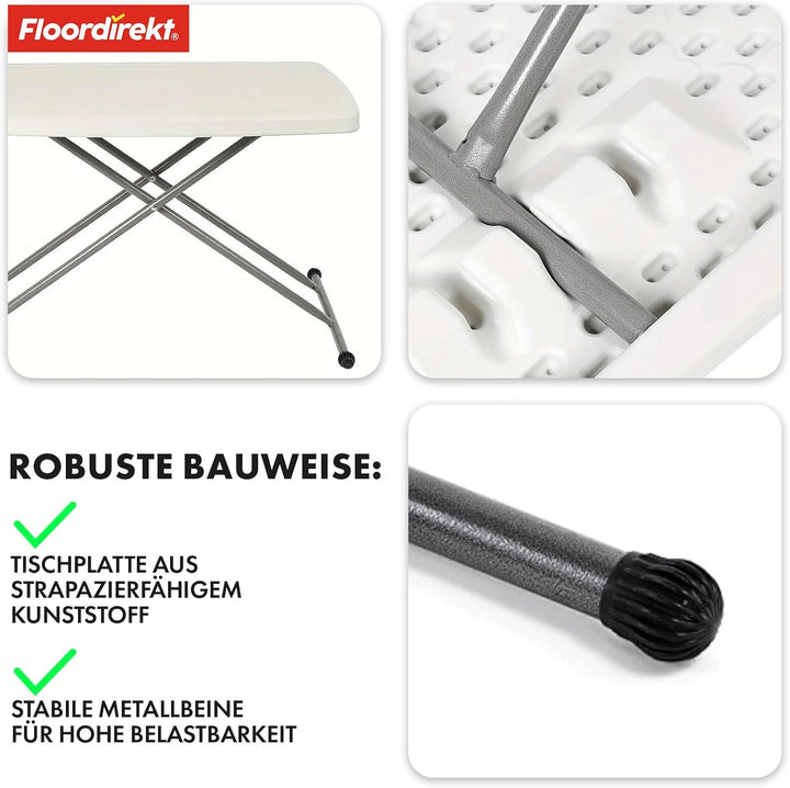 Floordirekt- Gartentisch Klappbar Kunststoff 75,5 x 49 cm - Buffettisch mit Tragegriff - Klapptisch