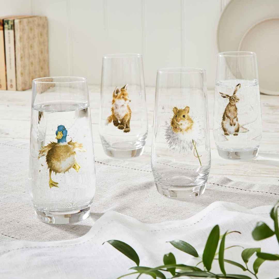 Wrendale Designs – "Set of 4" Country Animal Hi-Ball Gläser