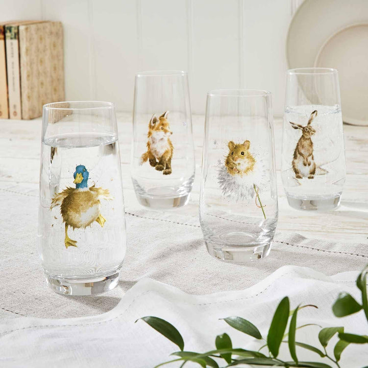 Wrendale Designs – "Set of 4" Country Animal Hi-Ball Gläser