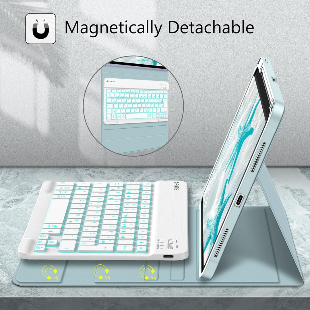 Fintie Tastatur Hülle für iPad 10. Generation 2022 (10.9 Zoll), Keyboard Case mit 7-farbig Beleuchte