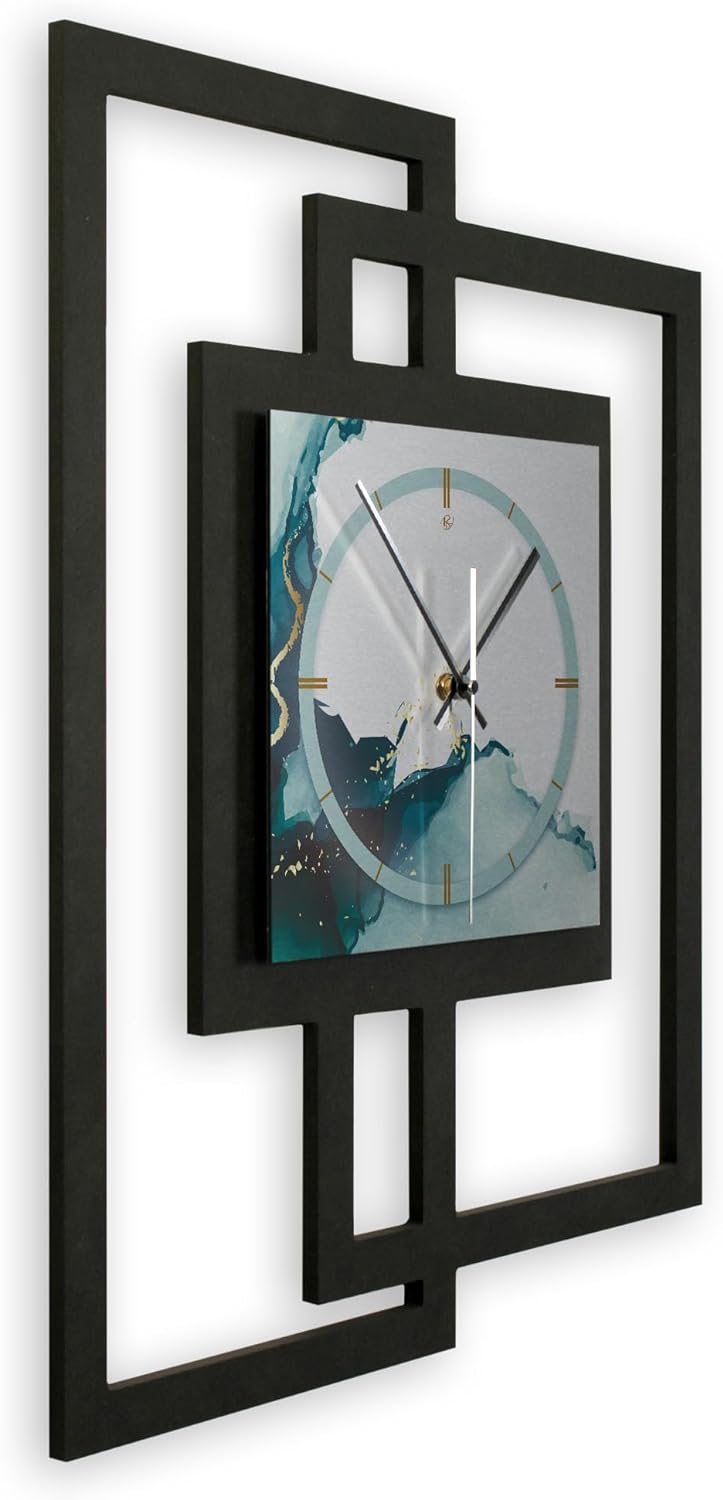 Kreative Feder Designer-WANDUHR „Turquoise“ in modernem Metallic-Look ohne Tickgeräusche (Funk/Quarz