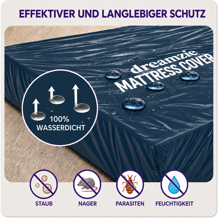Dreamzie Matratzenhülle 70x140 cm 2er Set (Dicke 20cm) Blickdicht aus Kunststoff, reissfestes Materi