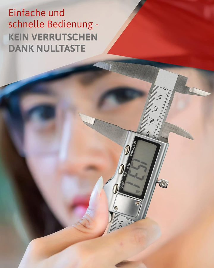 Digitaler Messschieber - Schieblehre - Messwerkzeug mit LCD-Display, Mini-Schraubendreher & Batterie