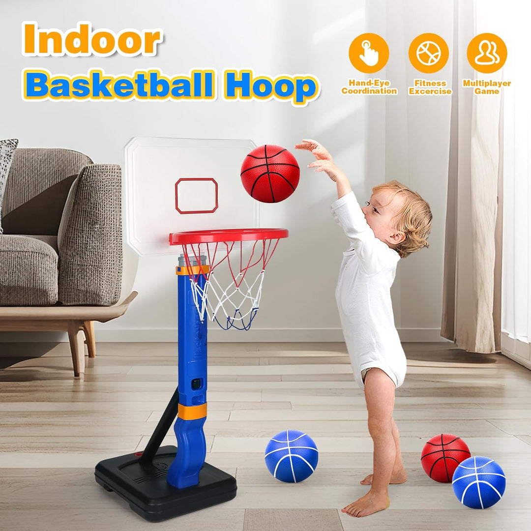 YIMORE Basketballkorb Kinder, Basketballkorb Outdoor Indoor mit Ständer Höhenverstellbarer 70-138cm,