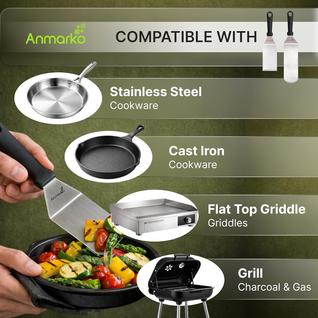 Exklusives Grillwender Set aus hochwertigem Edelstahl - BBQ Grillset in erstklassiger Qualität für H