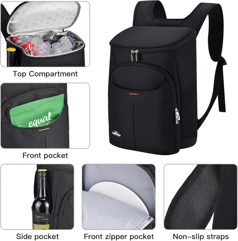 QINGLOU 25L Kühl Rucksack Kühlrucksack Kühltasche Picknicktasche Gross Isoliert isolierte Kühltasche