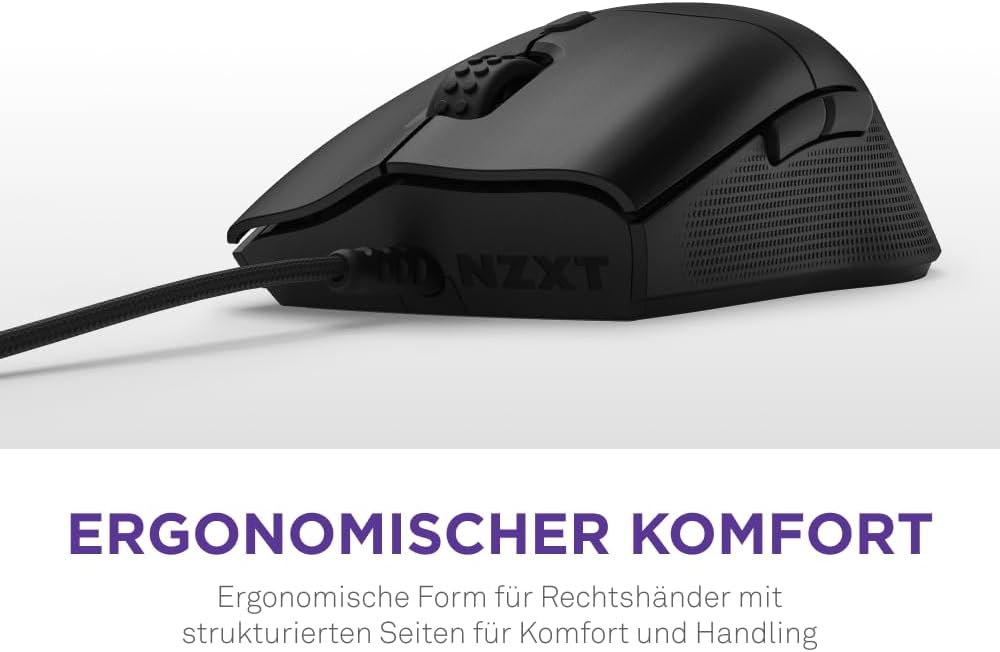NZXT Lift 2 Ergo | Leichte ergonomische kabelgebundene Gaming-Maus | Leichte 61-g-Konstruktion | 8K-