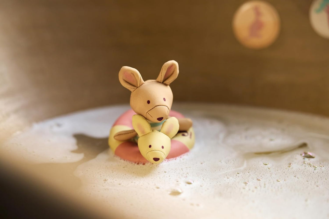 Jollein Badepuppe Baby – Kangaroots – Schwimmende Badewanne Puppe mit Abnehmbarem Schwimmring – Spie