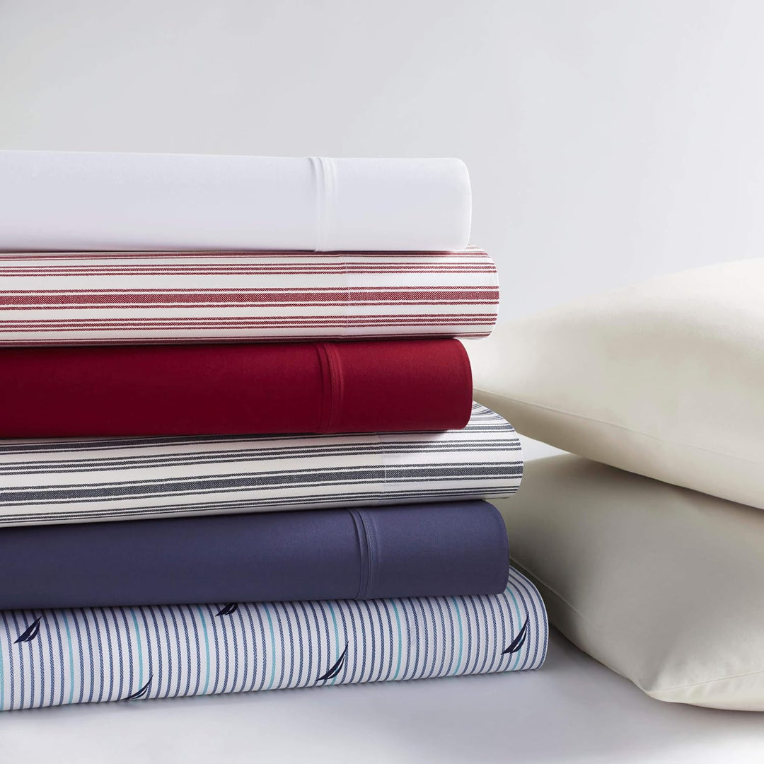 Nautica - Twin XL Bettlaken-Set, Baumwoll-Perkal-Bettwäsche-Set, knackig und kühl, Schlafsaal Essent