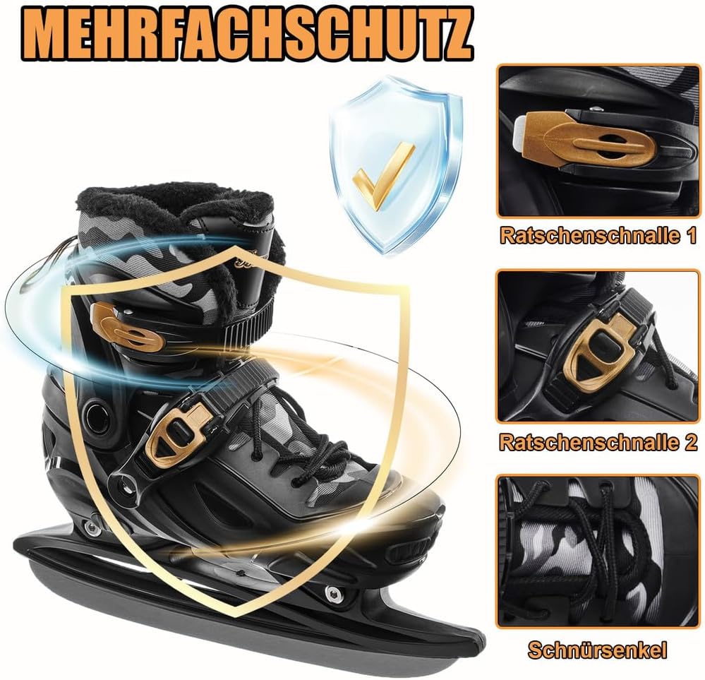 Schlittschuhe Verstellbar für Kinder Herren und Damen, Ice Skates Grössen 30 bis 45, Schicke Eislauf