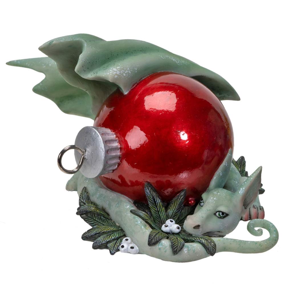 Pacific Giftware Drachenfigur Holiday Treasure by Amy Brown | Resin Figur Drache Weihnachten Bunt, B