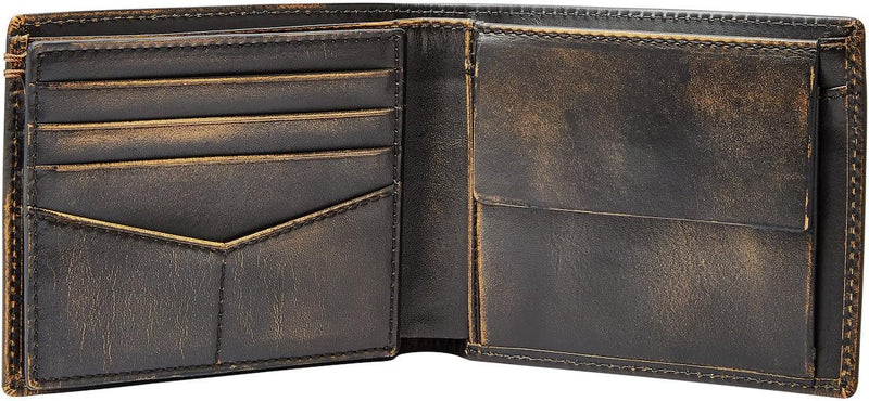 Fossil Geldbörse für Herren Derrick, Leder Bifold Dunkelbraun 11,4 cm L x 2,5 cm B x 9,5 cm H ML3687