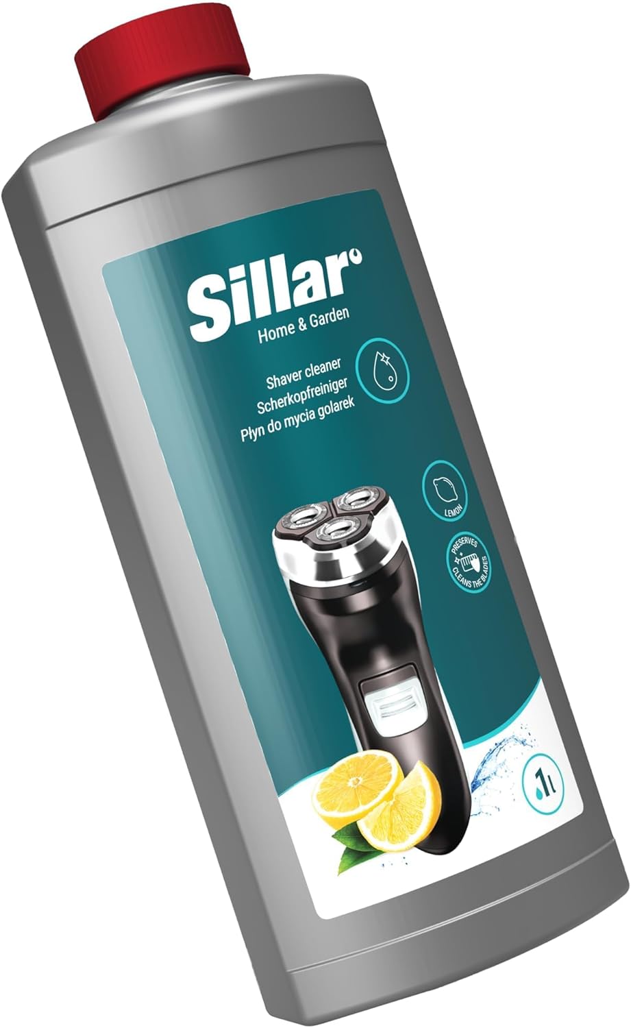 Sillar Scherkopfreiniger Nachfüllflüssigkeit 1L – Zitronen - Kompatibel mit Braun CCR Serie 3, 5, 7,