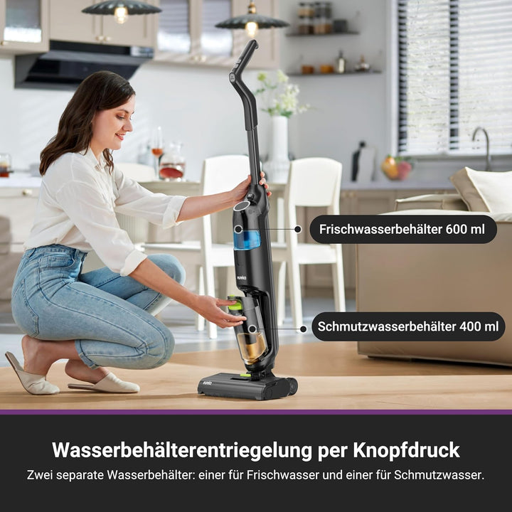 EUREKA NEW400 Nass-Trockensauger Kabelloser,Smart Nass-Trocken-Staubsauge mit Dual-Tank-Design,Selbs