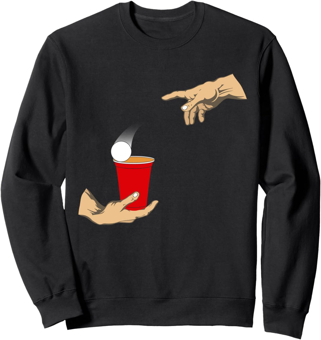 Beerpong Bierpong Erschaffung Adams Michelangelos Hände Sweatshirt