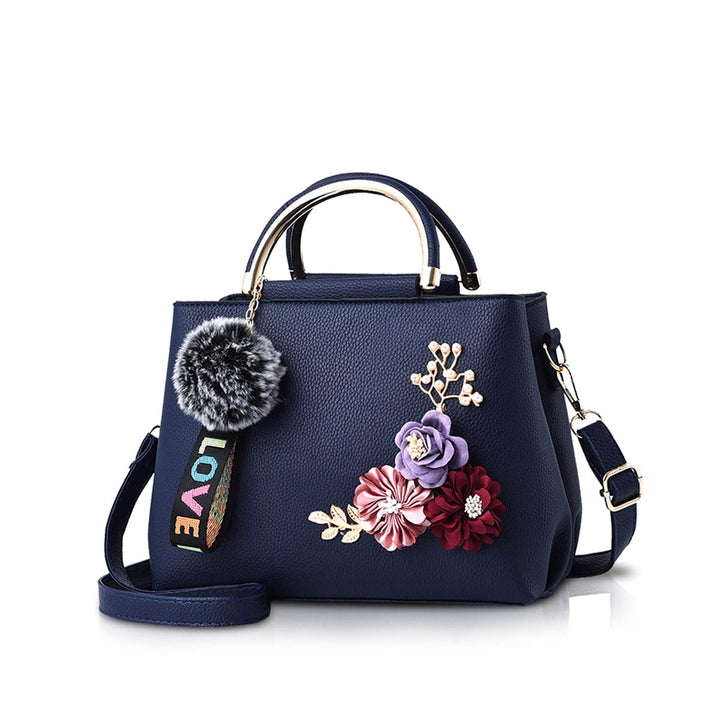NICOLE &amp; DORIS Damen Leder Handtasche Umhängetaschen mit Blume Jahrgang Griff Tasche Designer Tote G