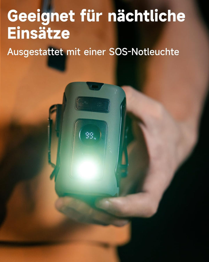 2026 Kühlung Tragbarer Taillenventilator,8000mAh 29H Laufzeit USB C Wiederaufladbar,5 Geschwindigkei