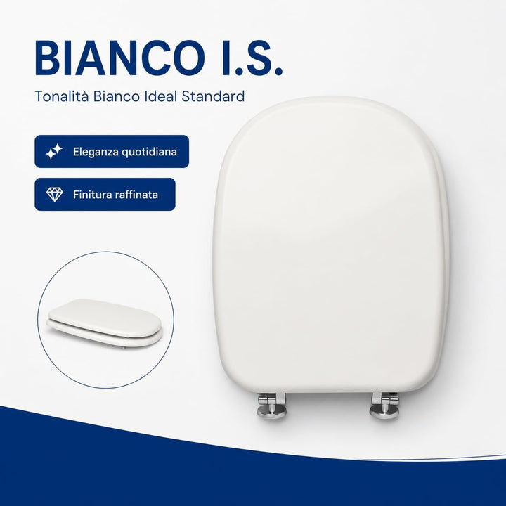 Tesi Ideal Standard WC-Sitz aus lackiertem Holz, weiss, I.S. kompatibel/dediziert, wirtschaftlich by