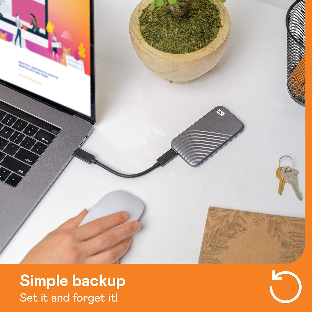 WD My Passport SSD 1 TB mobiler SSD Speicher (NVMe-Technologie, USB-C und USB 3.2 Gen-2 kompatibel,