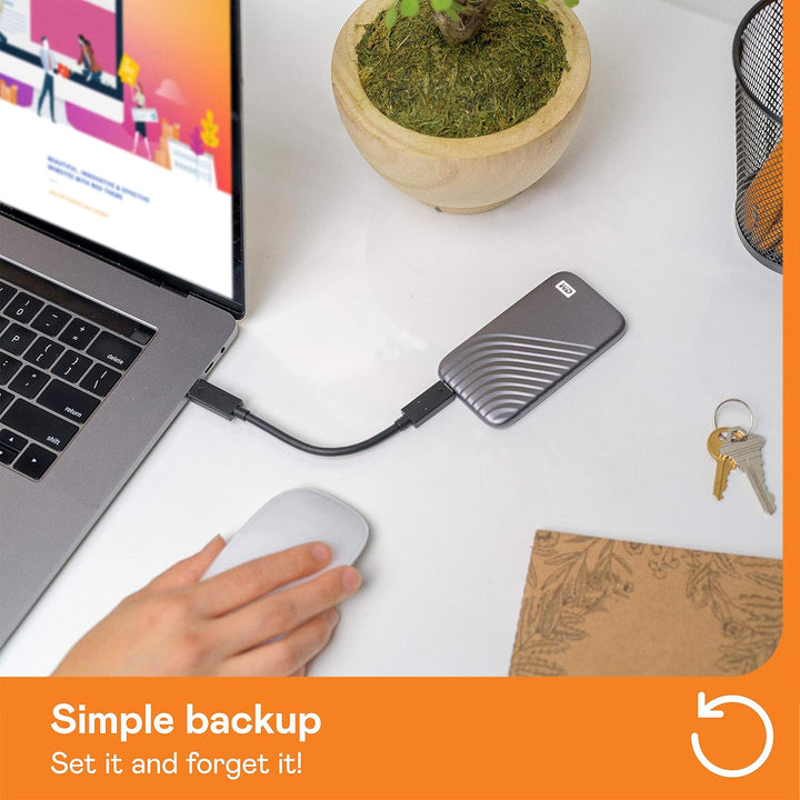 WD My Passport SSD 1 TB mobiler SSD Speicher (NVMe-Technologie, USB-C und USB 3.2 Gen-2 kompatibel,