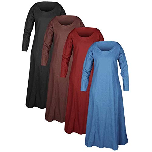 MYTHOLON Lenora Frauentunika Baumwolle braun, S, Kleid Mittelalter Damen, LARP, Cosplay, Wikinger S
