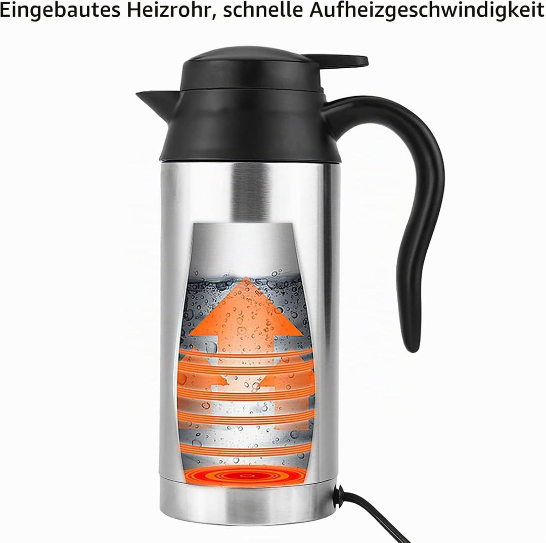 Wasserkocher Auto, 750ml 12v Elektrischer Wasserkocher, Reise Wasserkocher Edelstahl, mit Zigaretten