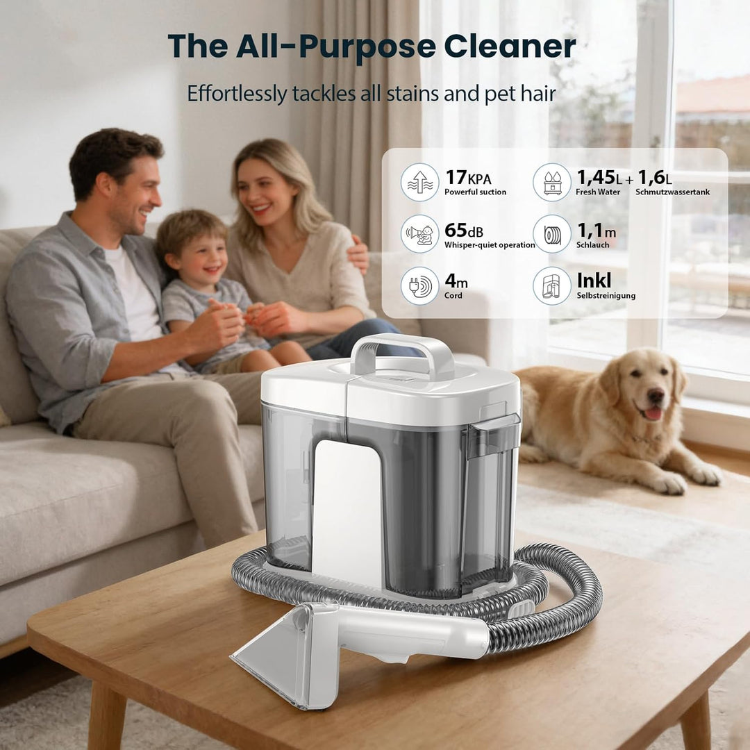 Polsterreiniger Gerät 17Kpa, 600W Teppichreiniger & Waschsauger Profi, Nasssauger Fleckenreiniger mi