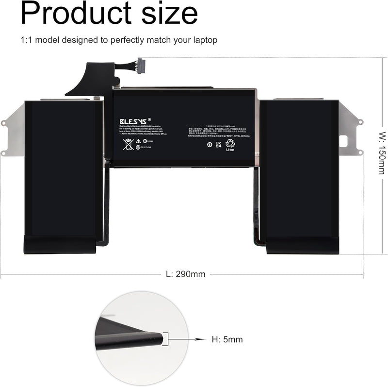 BLESYS A1932 Akku A1965 Laptop ErsatzAkku für MacBook Air 13 Zoll Retina A1932 (2018-2019) A2179 202