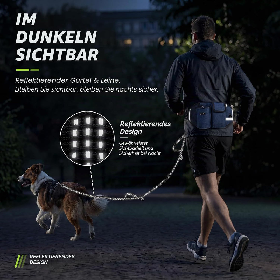 Pecute Joggingleine Hunde mit Bauchgurt, Laufgürtel Hundleine für Grosse und Mittelgrosse Hunde, Lei