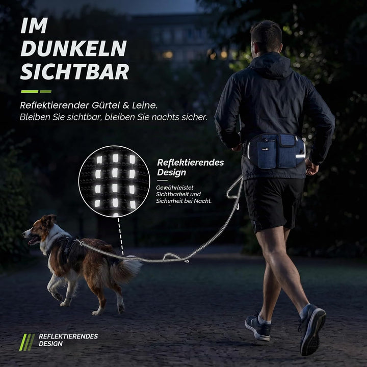 Pecute Joggingleine Hunde mit Bauchgurt, Laufgürtel Hundleine für Grosse und Mittelgrosse Hunde, Lei