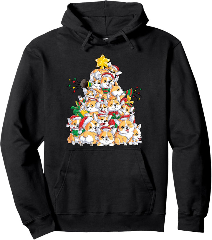 Corgi Christmas Tree Dog Santa Merry Corgmas Xmas Gifts Boys Pullover Hoodie