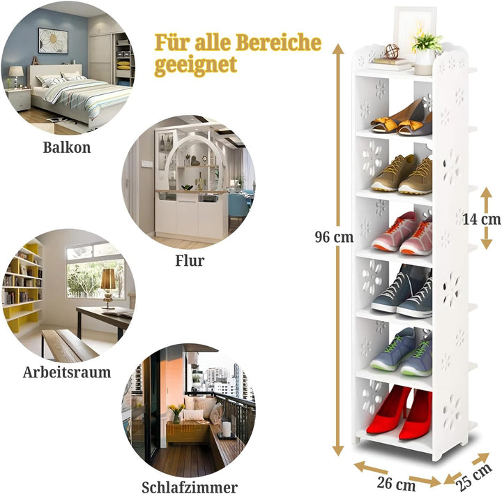Dripex Schuhregal Standregal 7 Ablagen Schuhablage Schuhständer Schuhschrank multifunktional Standre