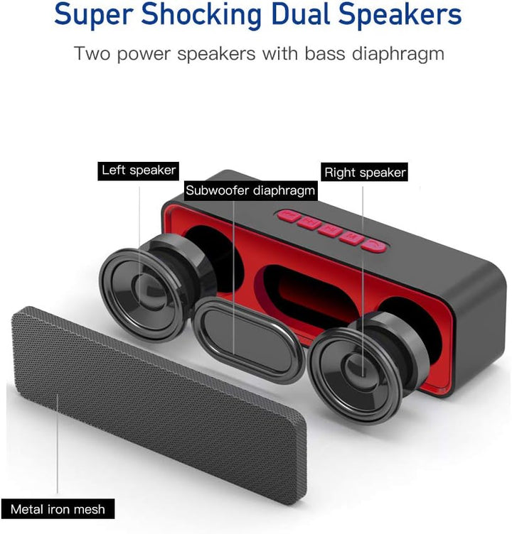 SONKIR Wireless Bluetooth Lautsprecher, Tragbarer Bluetooth 5.0 Lautsprecher mit Dual-Treiber Bass,