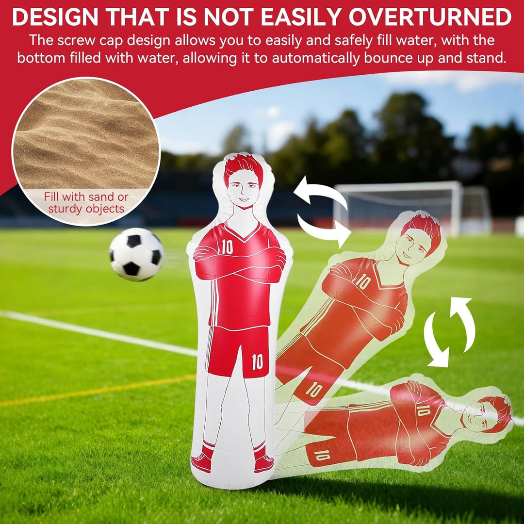 Aufblasbare Fussball Dummy, 40x160CM Fussball Training PVC Aufblasbare Fussballpuppe Boxsack Zum Box