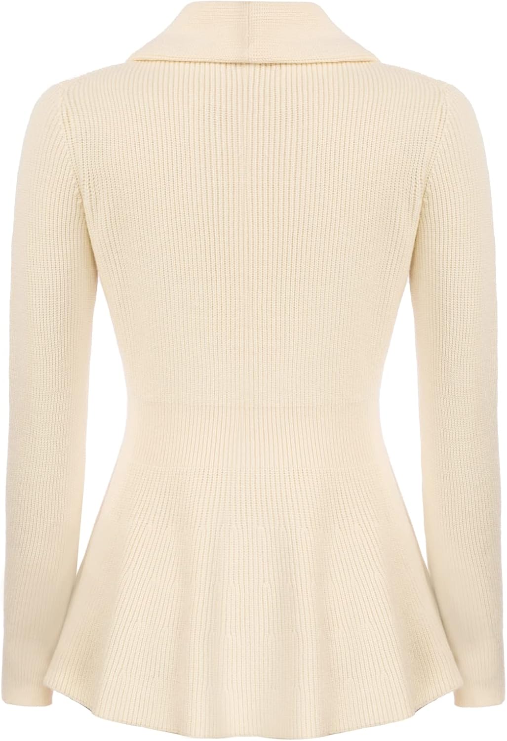 Belle Poque Damen Strickjacke Langarm Reverskragen Cardigan mit Rüschensaum Casual Strickmantel XL E