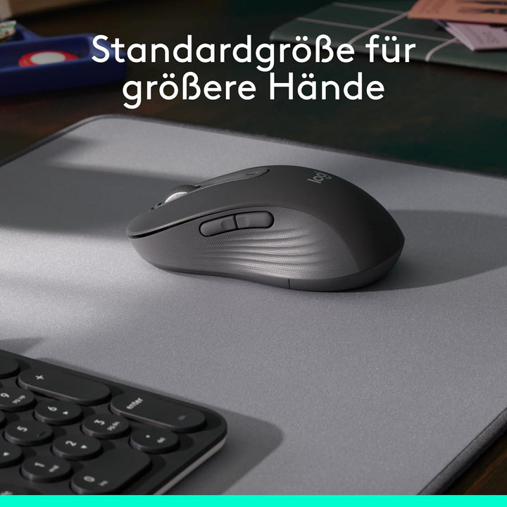 Logitech Signature M650 L Kabellose Maus - für grosse Hände, Leise Klicks, Anpassbare Seitentasten,