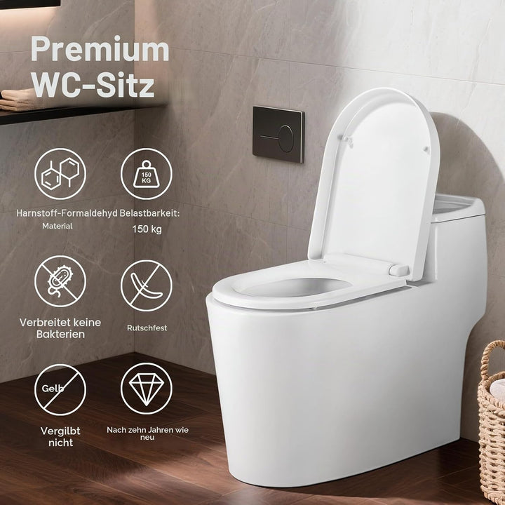GRIFEMA WC Sitz mit Absenkautomatik-D Toilettendeckel Einfache Montage und Sauber, Klodeckel Quick-R