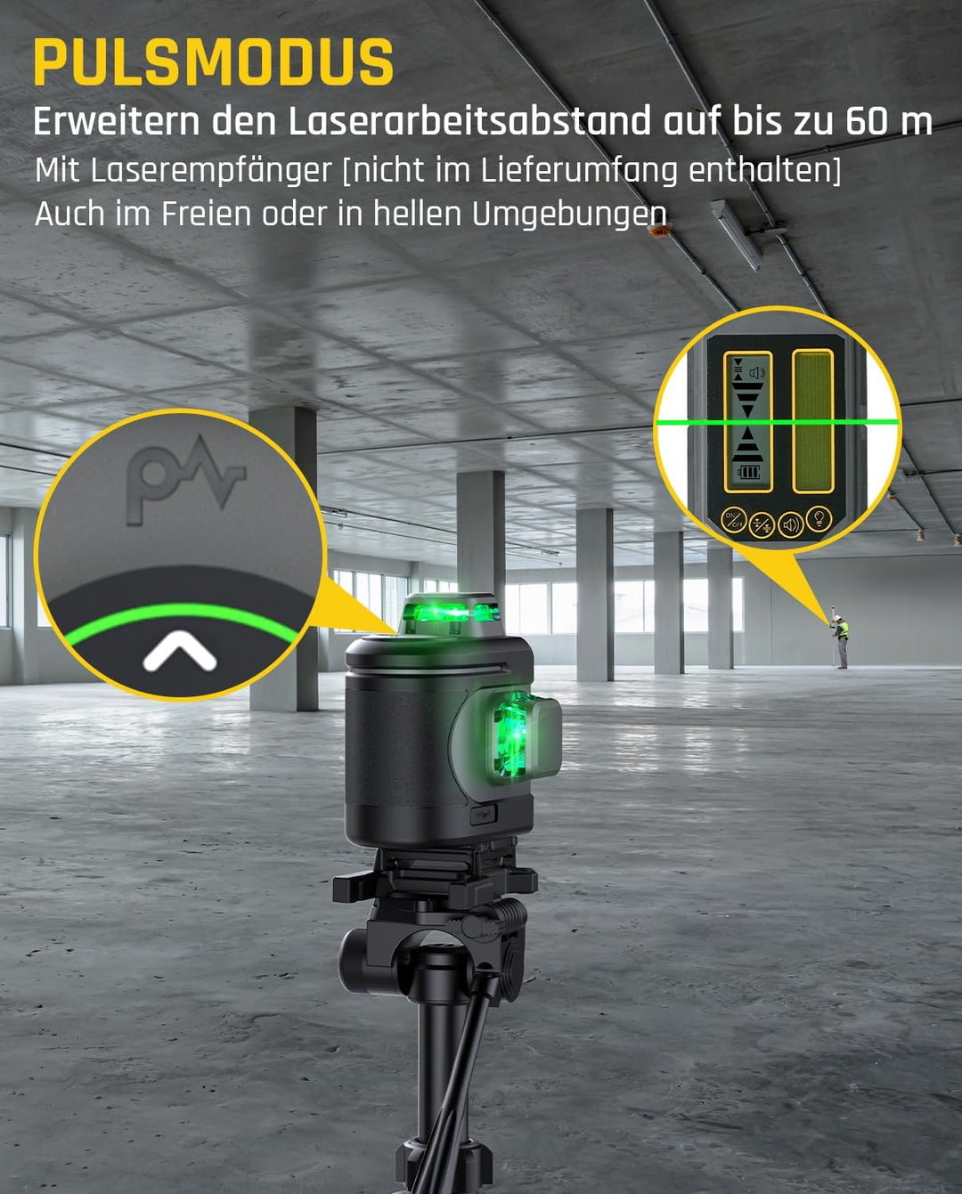 Fanttik D16 APEX Kreuzlinienlaser Grün 4x360°, 16 Linien Selbstnivellierender Linienlaser mit LED-Bi