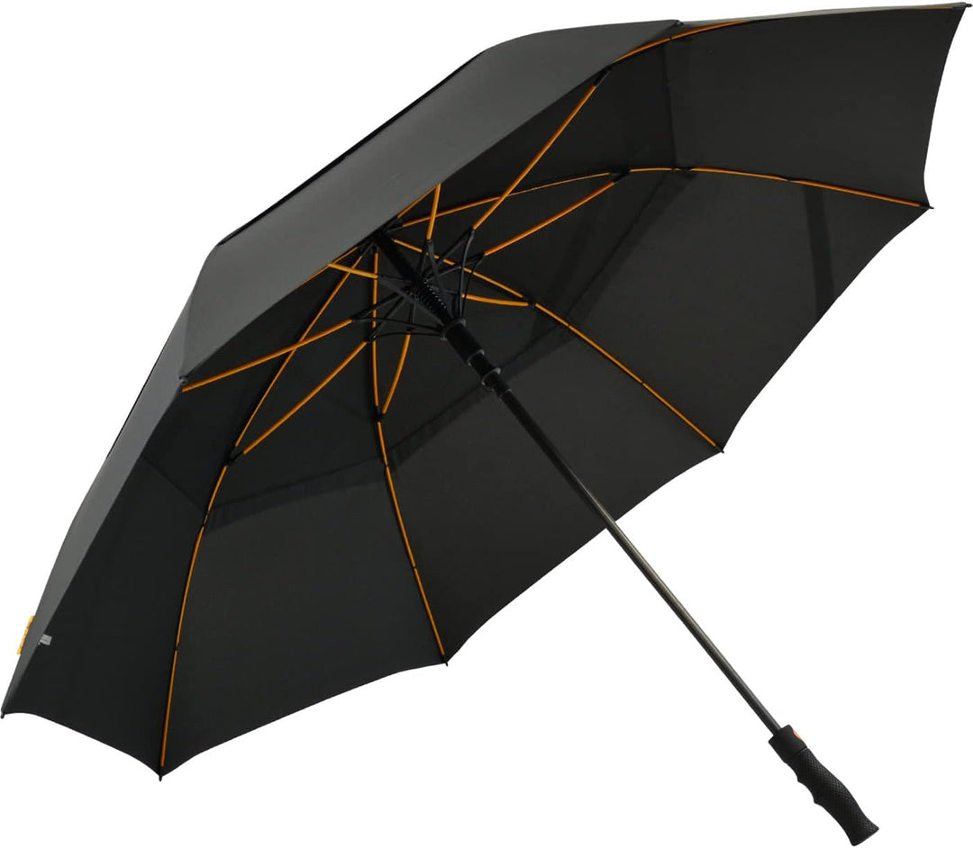 Falcone® hochwertiger XXL Golfschirm Automatik mit Ventilationsbezug - schwarz, Schwarz