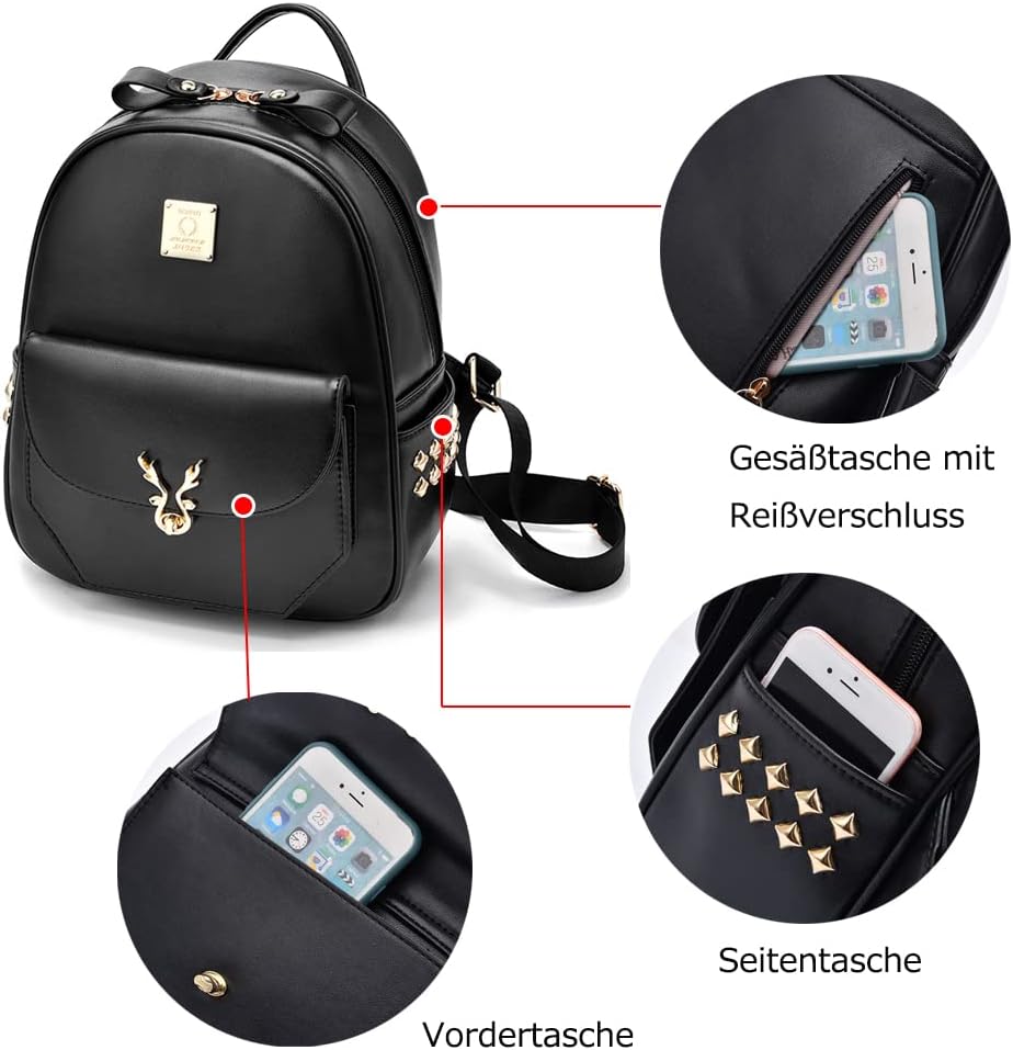 zhongningyifeng Rucksack Geldbörse für Damen Kleiner Rucksack Fashion Mini Daypack Umhängetasche