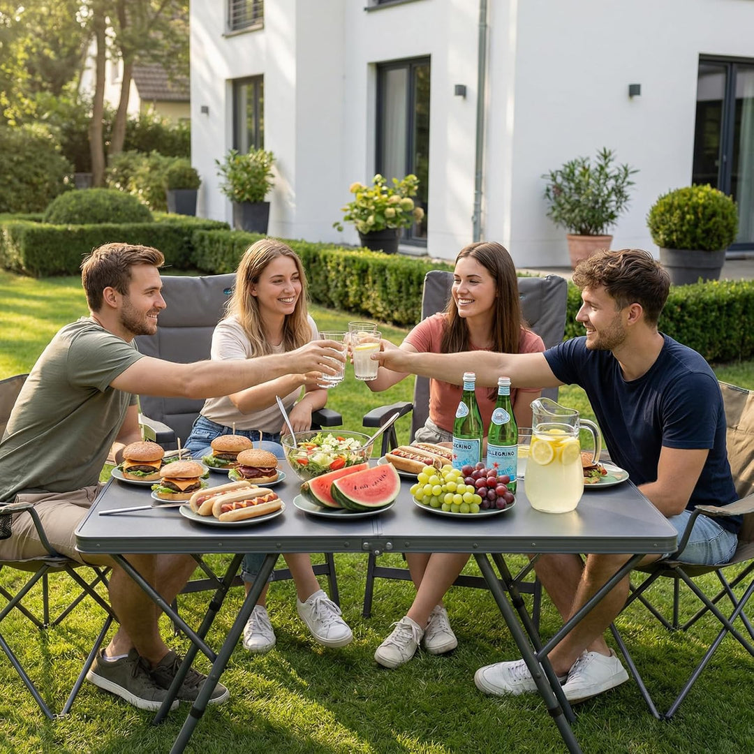 Portal Campingtisch faltbar 120x60cm extra grosse Tischplatte Aluminium Höhenverstellbar Klapptisch