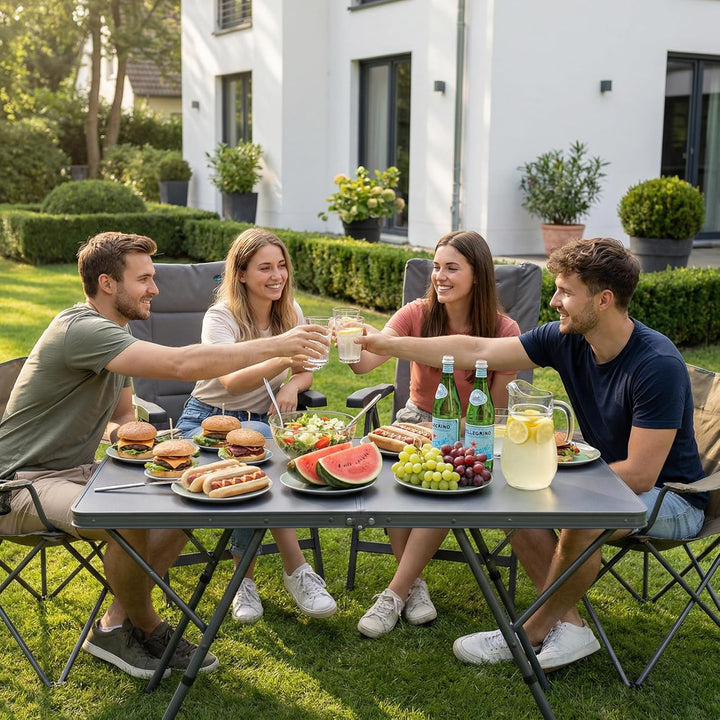 Portal Campingtisch faltbar 120x60cm extra grosse Tischplatte Aluminium Höhenverstellbar Klapptisch