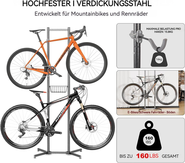 CXWXC Fahrradständer Boden Für 4 Fahrräder Belastbar bis 50kg/110 Pound Fahrrad Ständer Halter Indoo