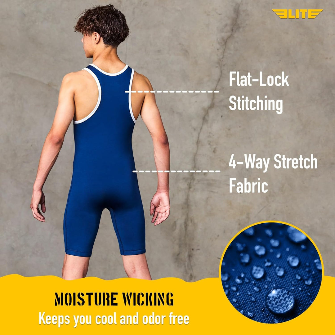 Elite Sports Men’s wrestling singlets, Standard Singlet for Men Wrestling Uniform Navy L, Navy L