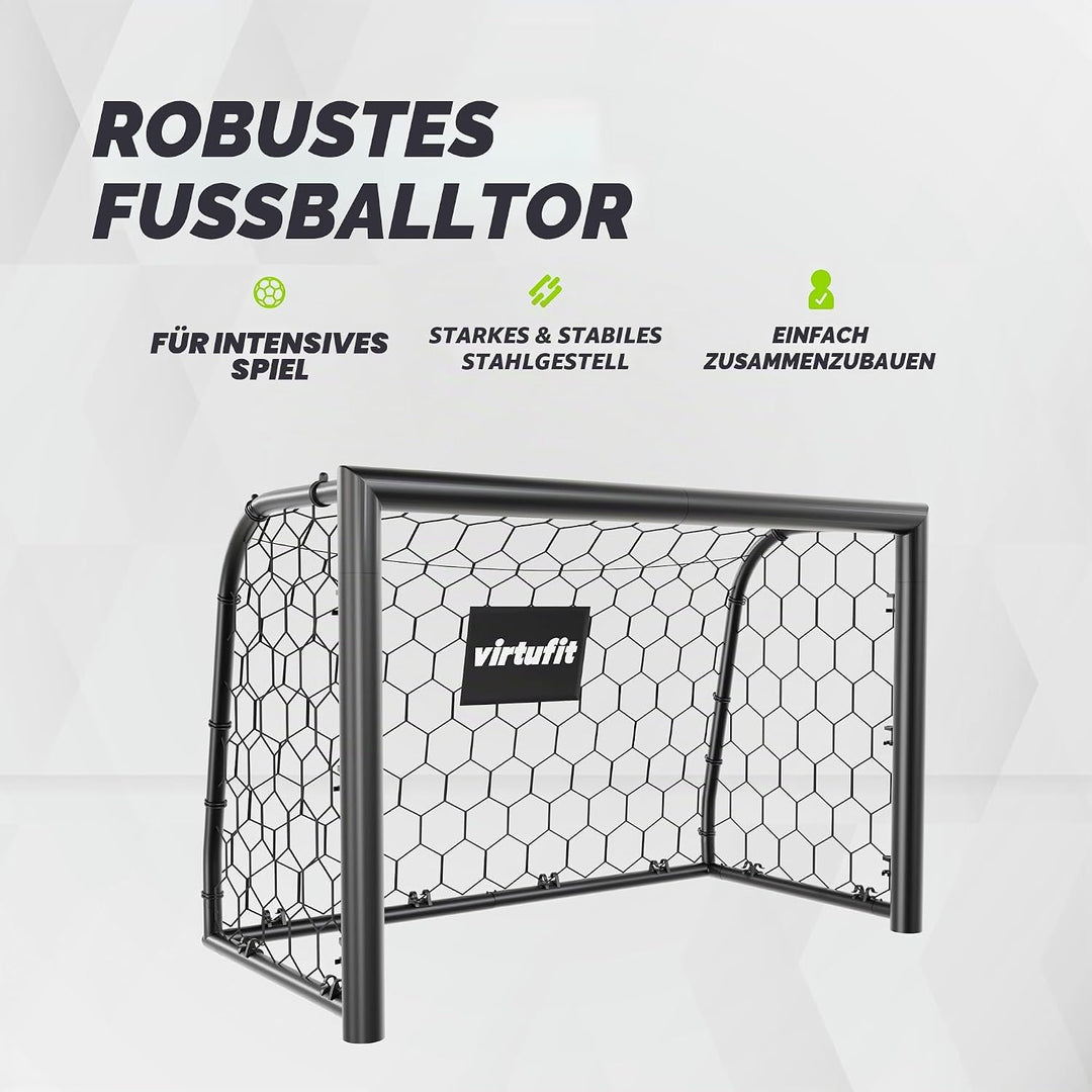 VirtuFit Fussballtor Premium – Heavy Duty Fussballtor 120 × 80 × 60 cm – Robustes Garten-Tor mit wet