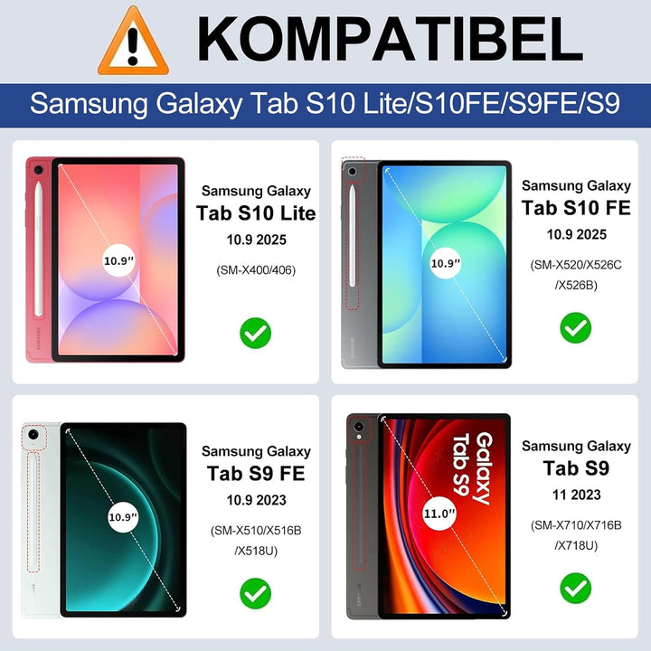 Tastatur für Samsung Galaxy Tab S10 Lite/S10 FE/S9 FE 10.9" &amp; S9 11" Schwarz2 10.9 Zoll Beleuchtung,